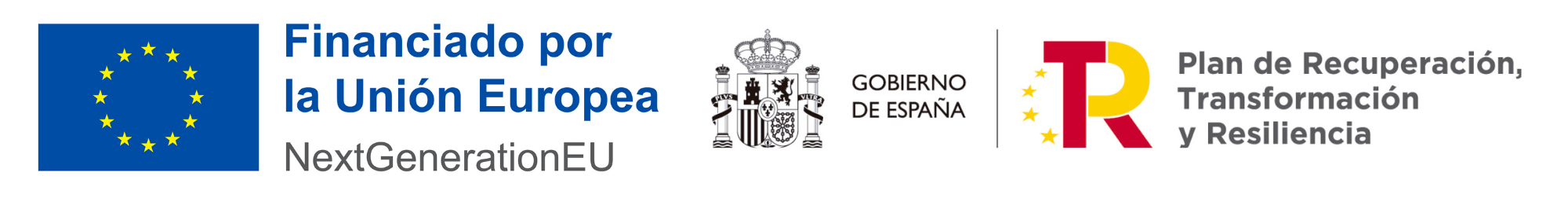 Logos de NextGenerationEU, del Gobierno de España y del Plan de Recuperación, Transformación y Resiliencia